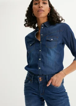 bonprix bonprix Camisa vaquera azul piedra gastado Sale