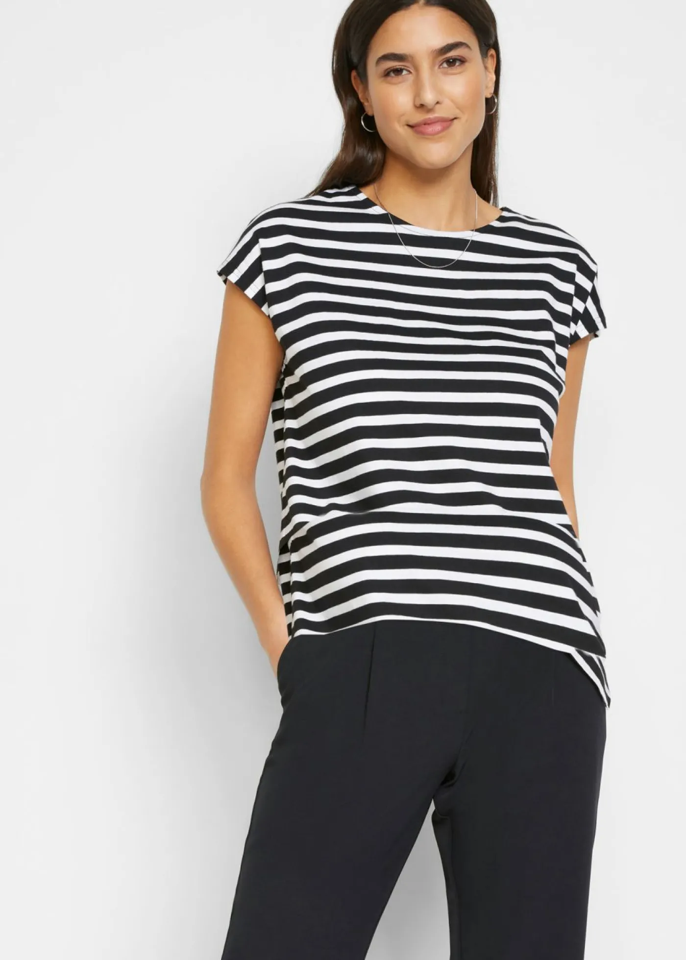 bonprix bonprix Camiseta Negro-blanco con rayas New