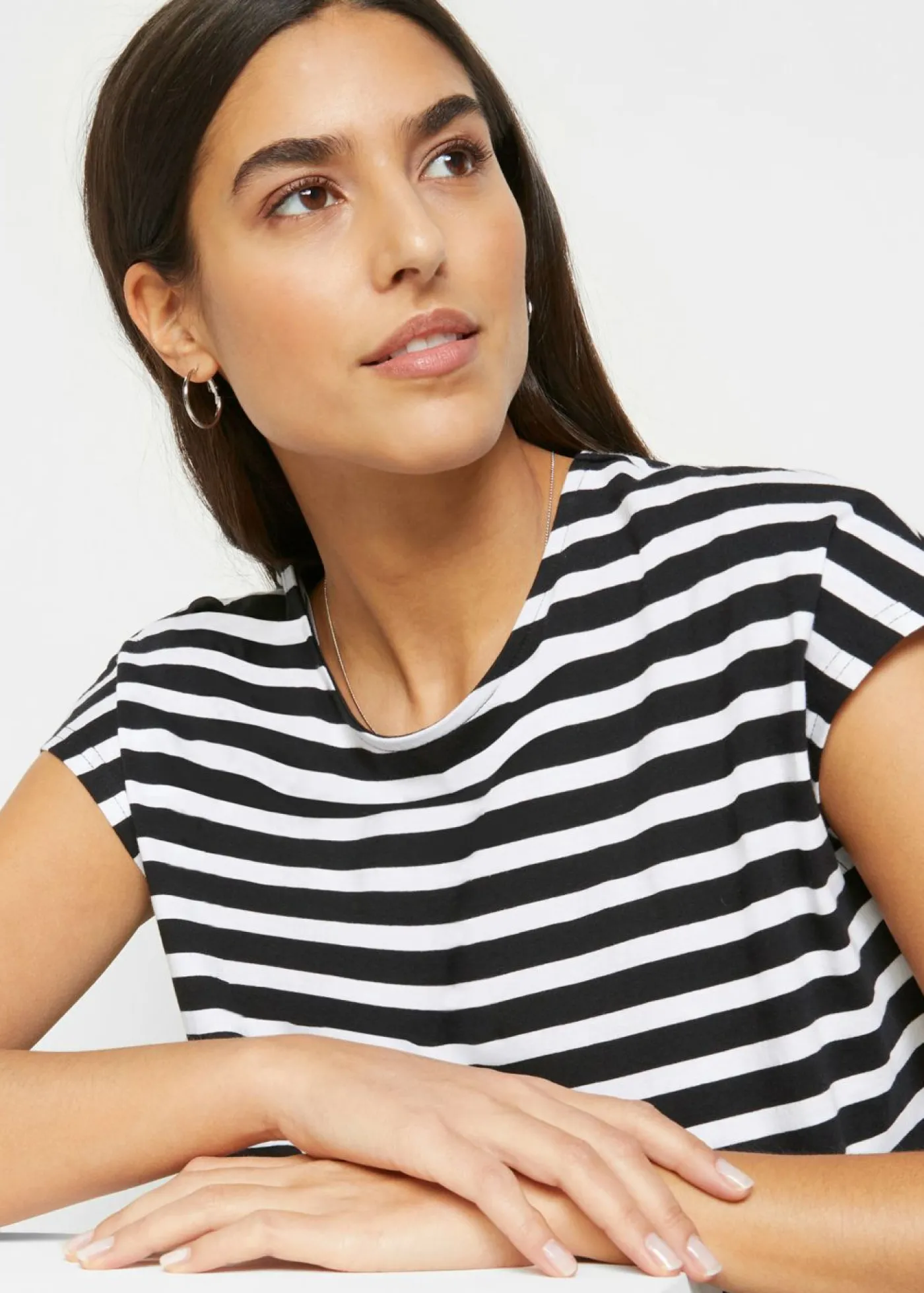 bonprix bonprix Camiseta Negro-blanco con rayas New