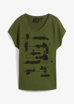 bonprix bonprix Camiseta Caqui oscuro-negro estampado Hot