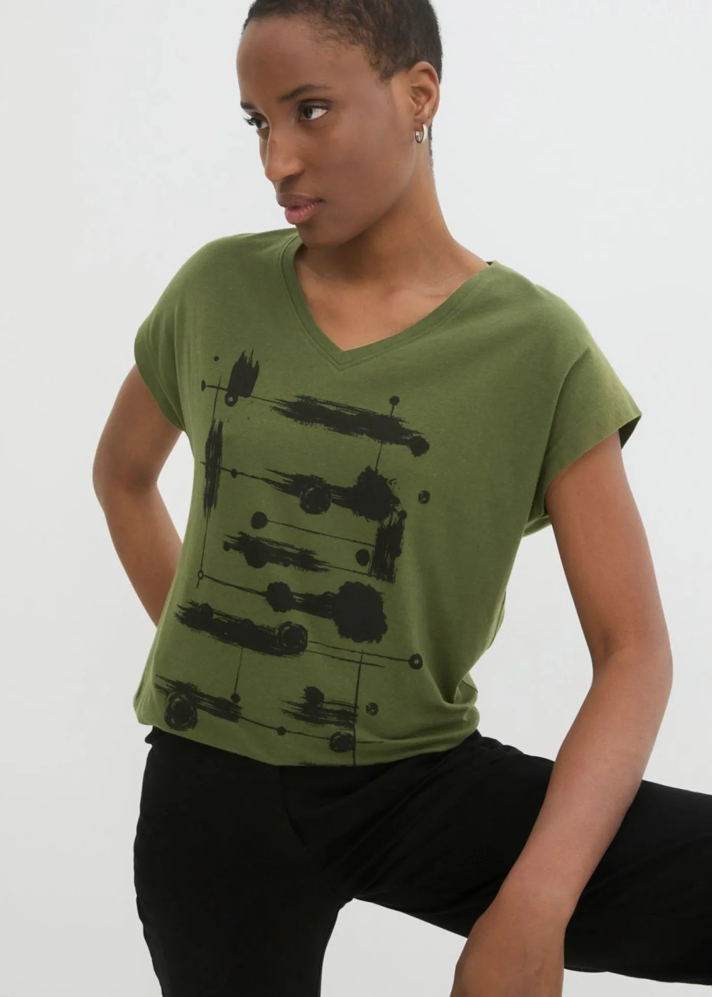bonprix bonprix Camiseta Caqui oscuro-negro estampado Hot