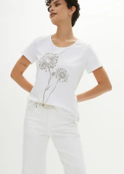 bonprix bonprix Camiseta Blanco-plateado mate estampado Outlet