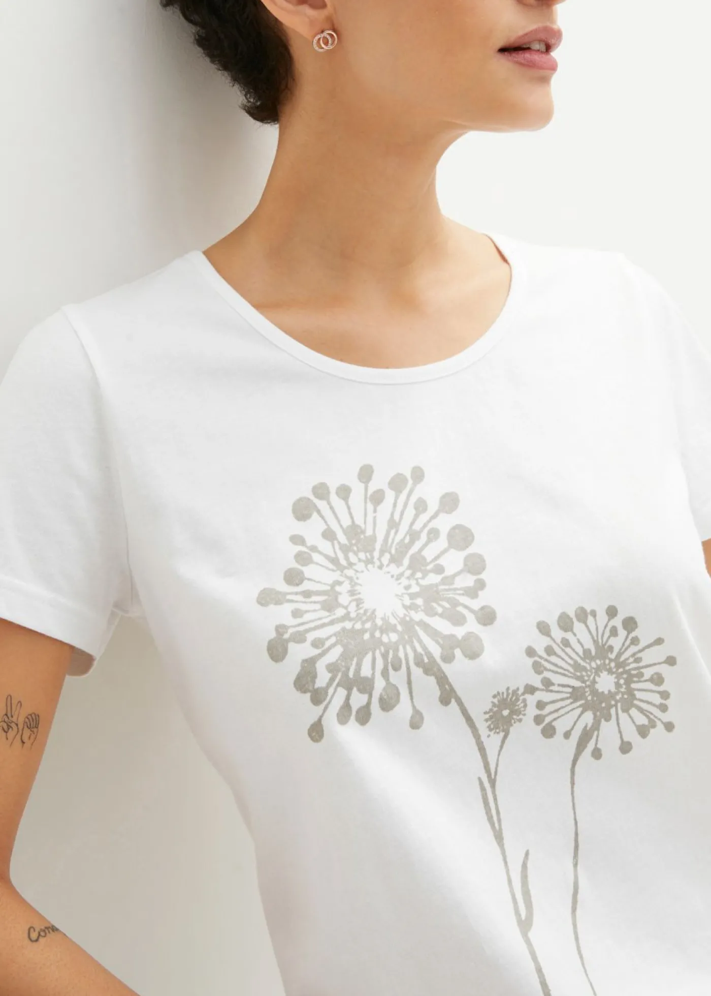 bonprix bonprix Camiseta Blanco-plateado mate estampado Outlet