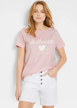 bonprix bonprix Camiseta Rosa empolvado-blanco estampado New