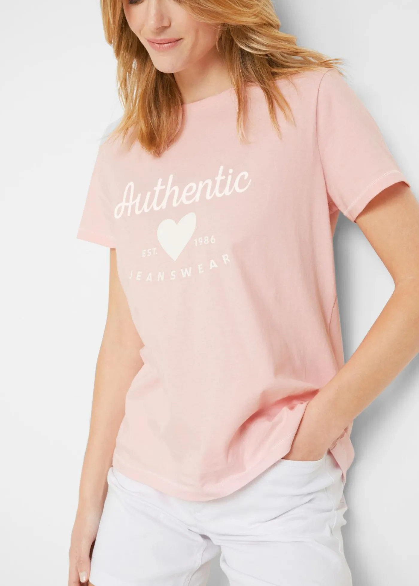 bonprix bonprix Camiseta Rosa empolvado-blanco estampado New