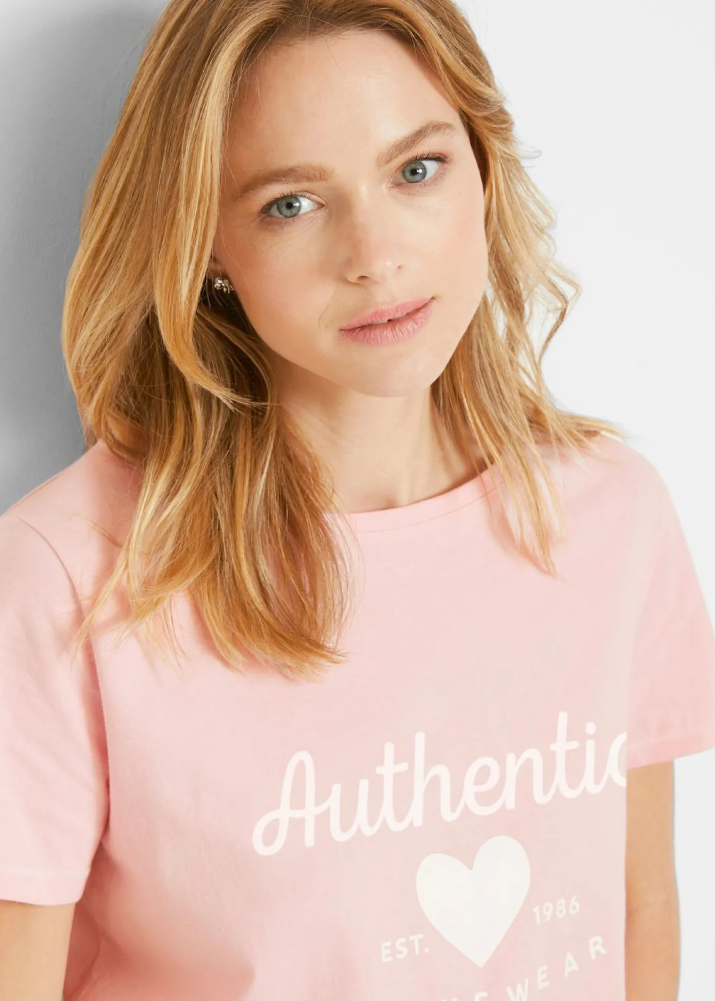 bonprix bonprix Camiseta Rosa empolvado-blanco estampado New