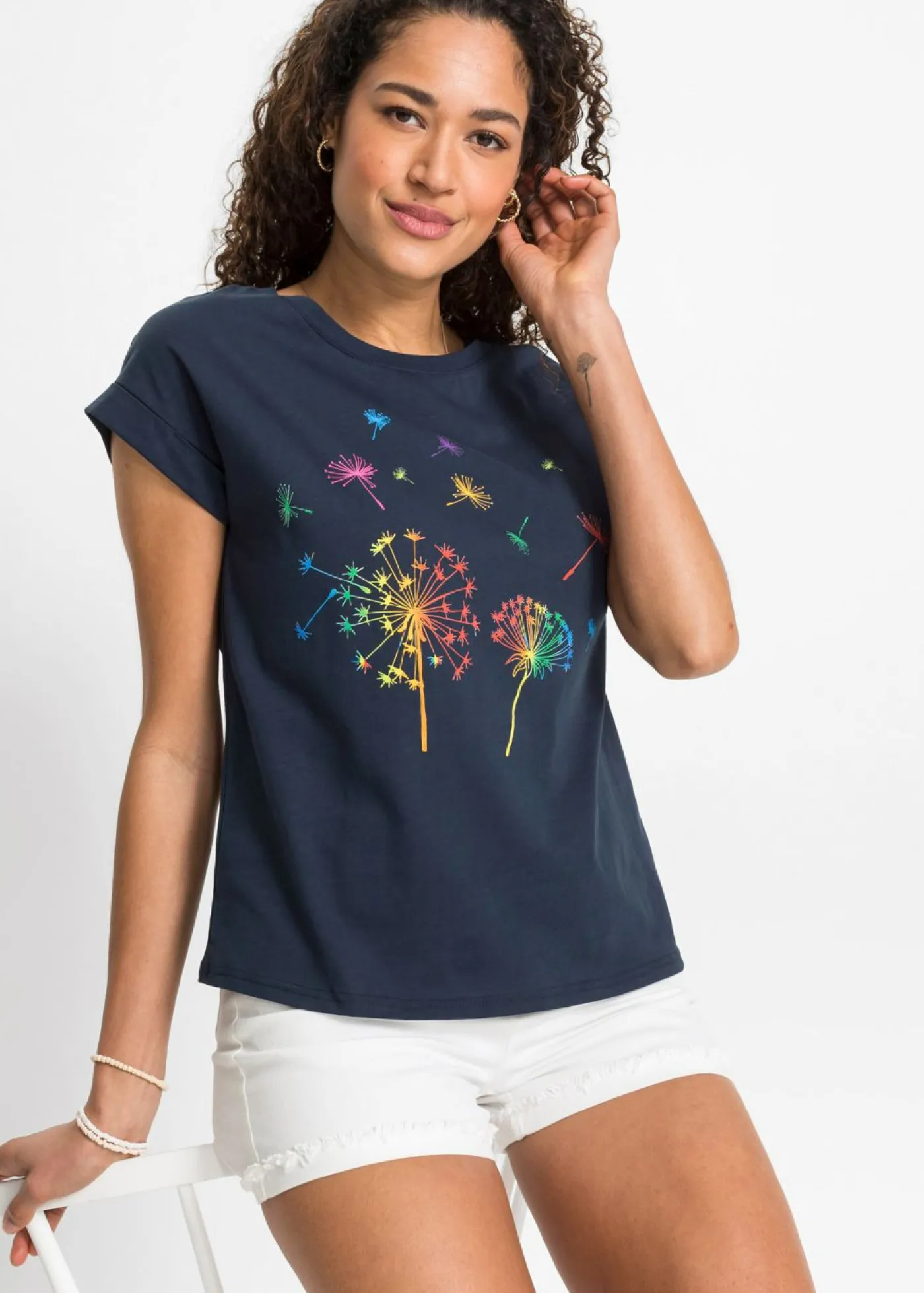 bonprix bonprix Camiseta Azul oscuro de flores Best
