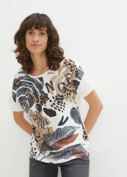 bonprix bonprix Camiseta Blanco lana-negro-nuevo beige estampado