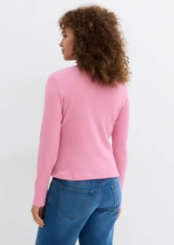 bonprix bonprix Camiseta 2 en 1 de algodón puro orquídea ahumado-blanco Sale