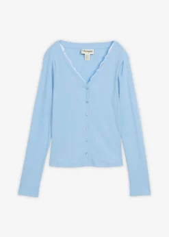 bonprix bonprix Camiseta 2 en 1 de algodón puro Azul claro-blanco New
