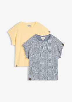 bonprix bonprix Camiseta (2 unidades) azul ahumado/amarillo pastel Clearance
