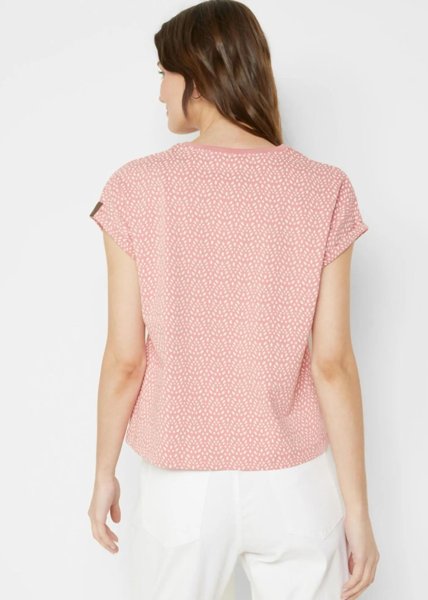 bonprix bonprix Camiseta (2 unidades) Rosa ahumado estampado + azul marino monocolor Clearance