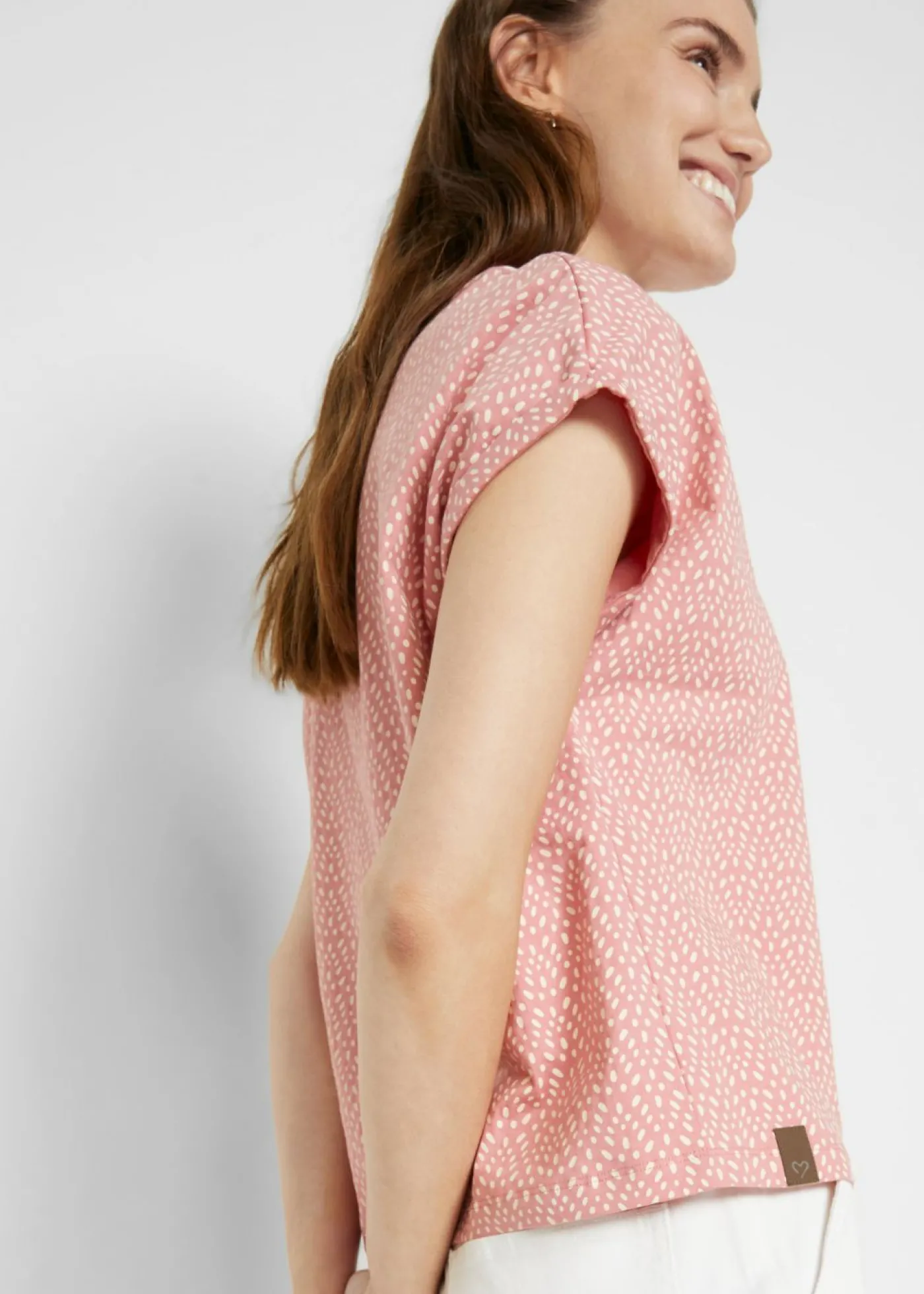 bonprix bonprix Camiseta (2 unidades) Rosa ahumado estampado + azul marino monocolor Clearance