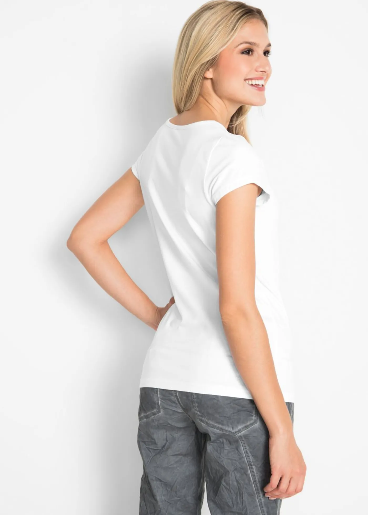 bonprix bonprix Camiseta ajustada Blanco Discount