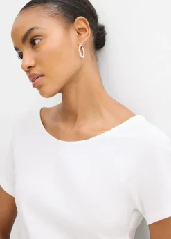 bonprix bonprix Camiseta ajustada de algodón orgánico puro Blanco Outlet