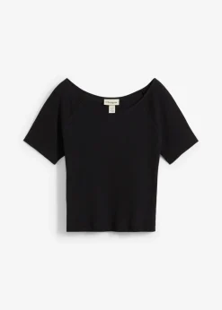 bonprix bonprix Camiseta ajustada de algodón orgánico puro Negro