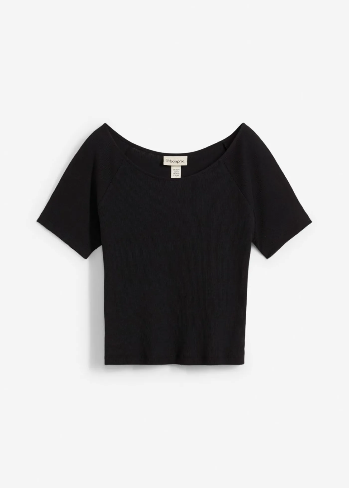 bonprix bonprix Camiseta ajustada de algodón orgánico puro Negro