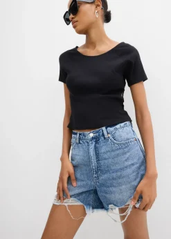 bonprix bonprix Camiseta ajustada de algodón orgánico puro Negro