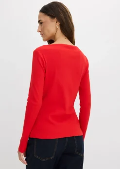 bonprix bonprix Camiseta ajustada de canalé fresa Discount