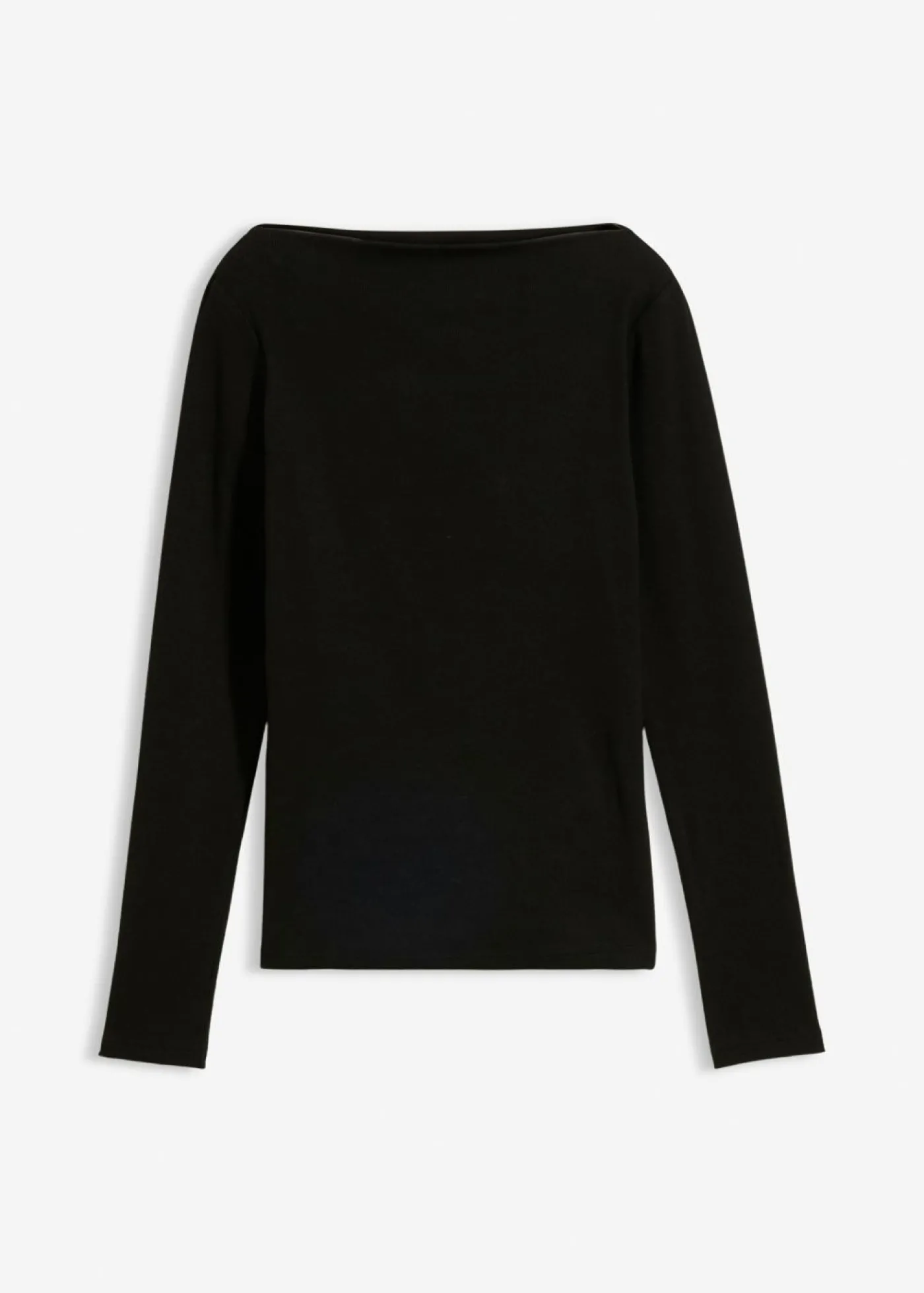 bonprix bonprix Camiseta ajustada de canalé Negro Outlet