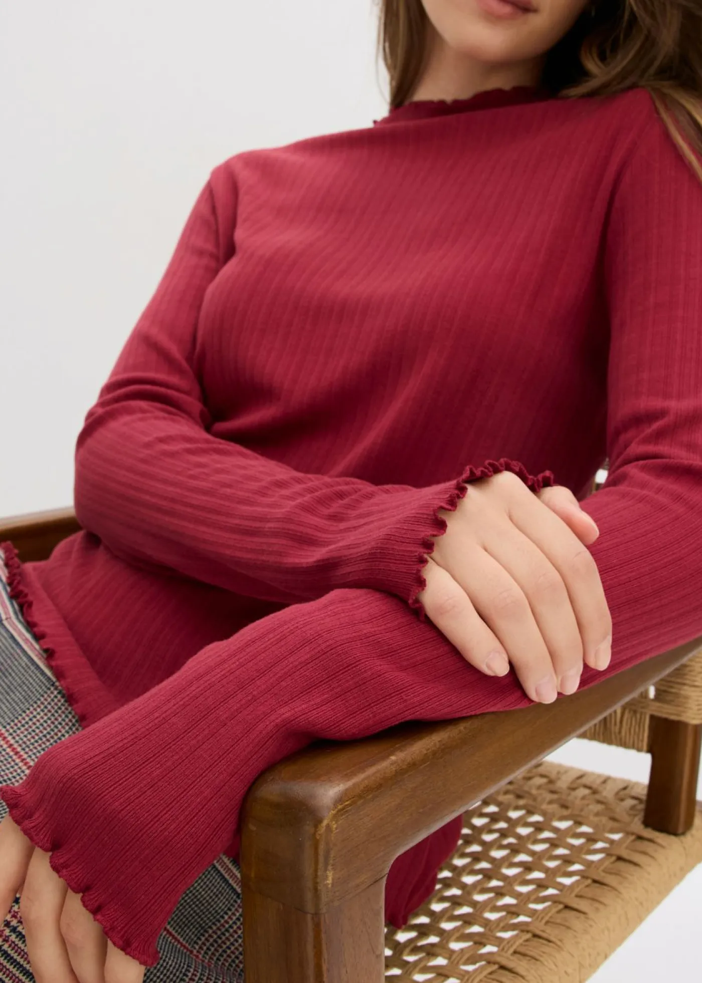 bonprix bonprix Camiseta ajustada de canalé Rojo Clearance