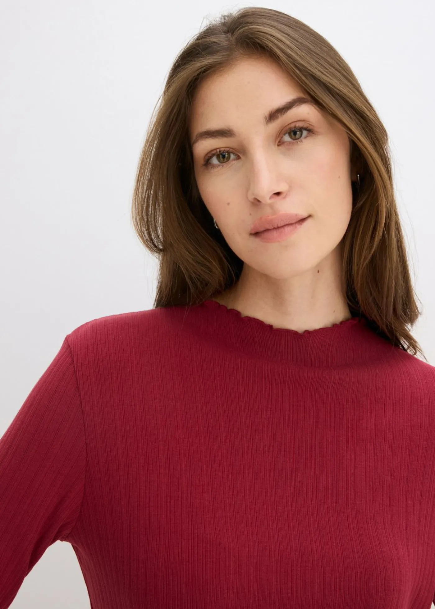 bonprix bonprix Camiseta ajustada de canalé Rojo Clearance