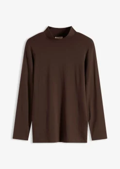 bonprix bonprix Camiseta ajustada de manga larga Marrón oscuro Outlet