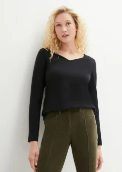 bonprix bonprix Camiseta ajustada de manga larga (2 unidades) Negro-negro Sale