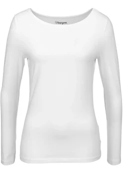 bonprix bonprix Camiseta ajustada de manga larga Blanco Best