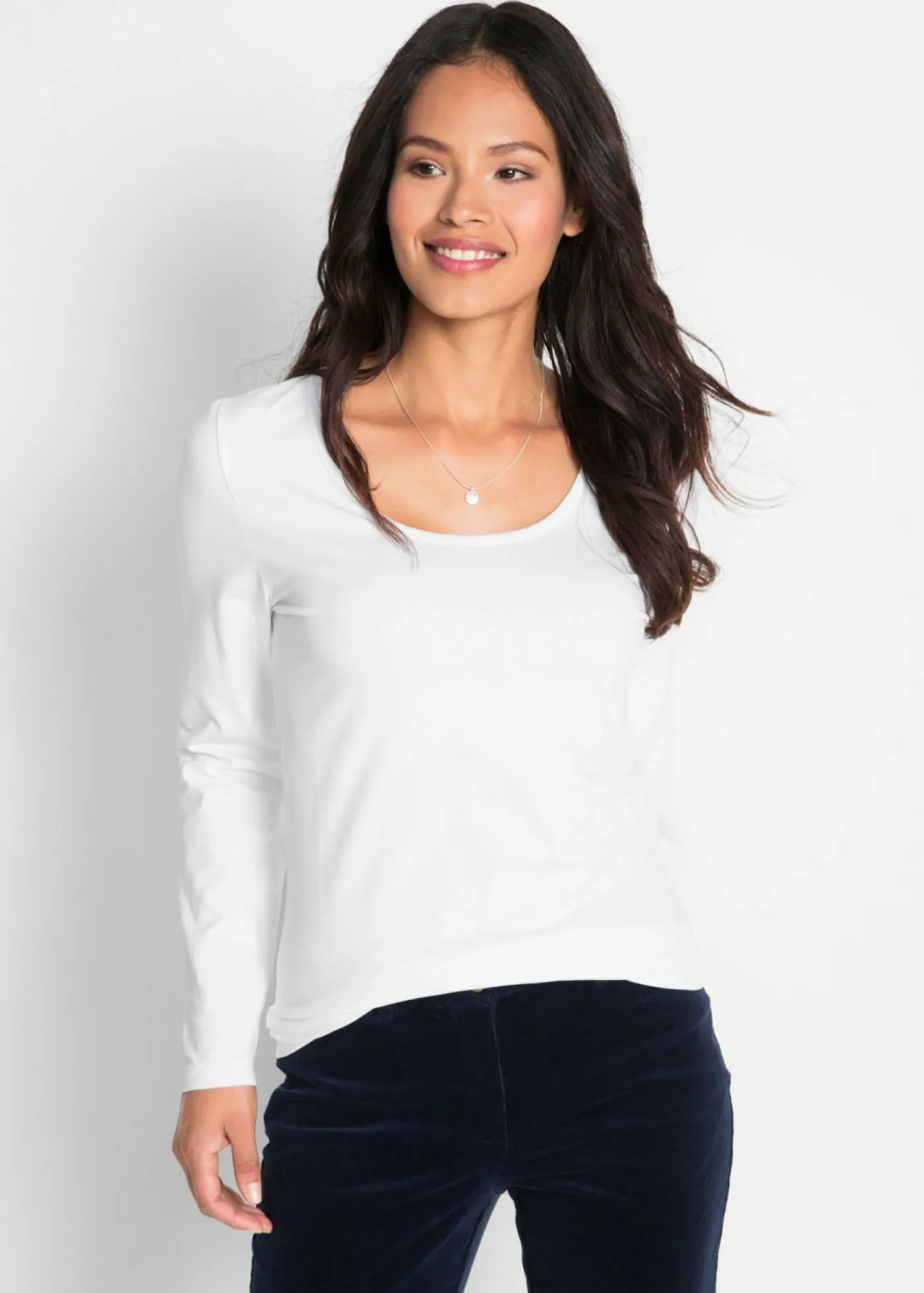 bonprix bonprix Camiseta ajustada de manga larga Blanco Best