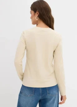 bonprix bonprix Camiseta ajustada de manga larga Arena claro Clearance