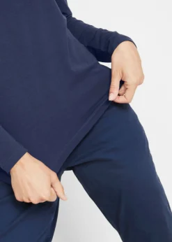 bonprix bonprix Camiseta ajustada de manga larga Azul marino Outlet