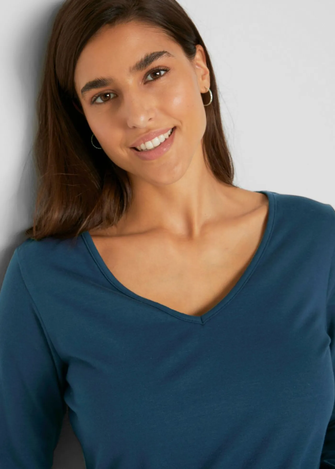 bonprix bonprix Camiseta ajustada de manga larga (2 unidades) Azul marino + antracita jaspeado Outlet