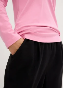 bonprix bonprix Camiseta ajustada de manga larga (2 unidades) Rosa orquídea+negro Clearance