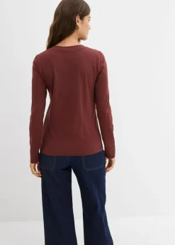 bonprix bonprix Camiseta ajustada de manga larga Marrón café New