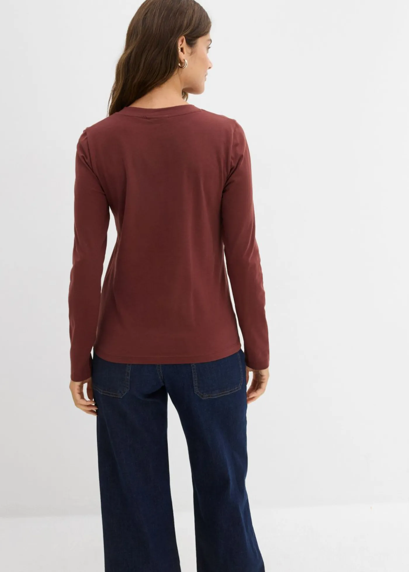 bonprix bonprix Camiseta ajustada de manga larga Marrón café New