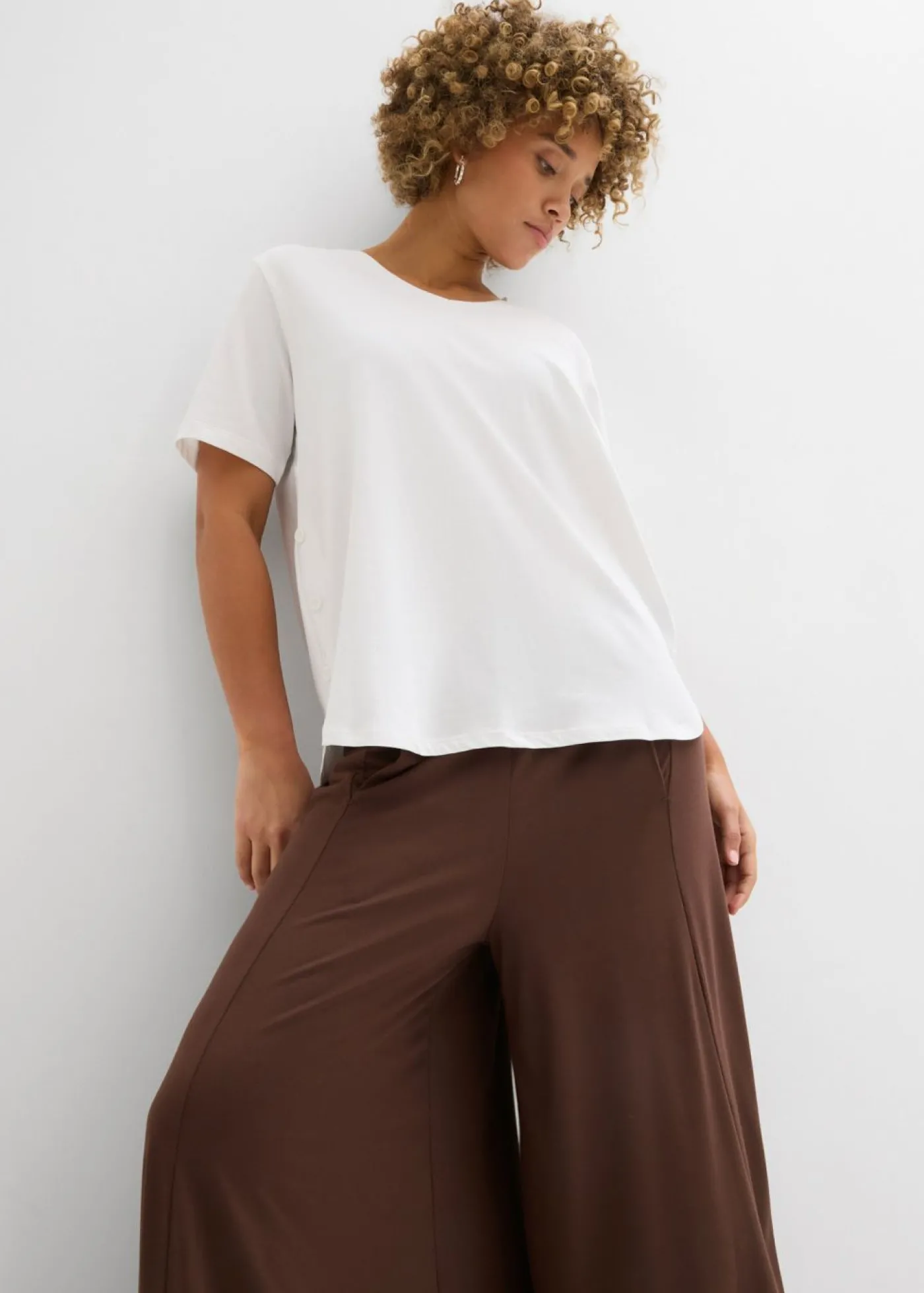 bonprix bonprix Camiseta ancha de algodón orgánico Blanco Clearance