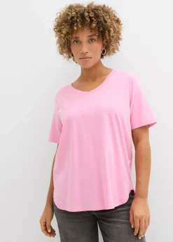 bonprix bonprix Camiseta ancha de algodón orgánico Rosa Clearance