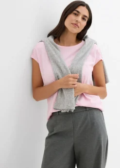 bonprix bonprix Camiseta boxy de manga corta rosa cristal Discount