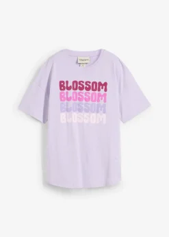 bonprix bonprix Camiseta boxy oversize de algodón orgánico Lila pastel estampado Clearance
