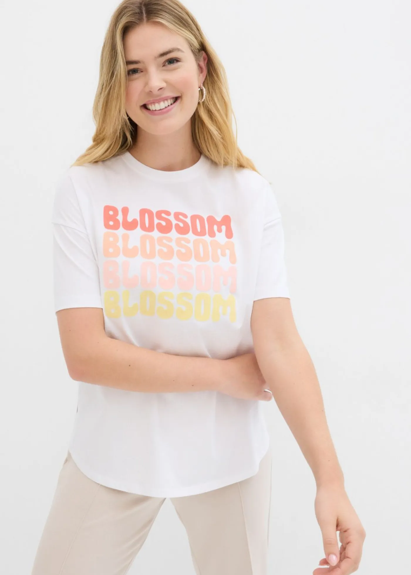 bonprix bonprix Camiseta boxy oversize de algodón orgánico Blanco New