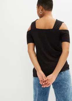 bonprix bonprix Camiseta con aberturas Negro