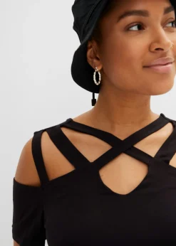 bonprix bonprix Camiseta con aberturas Negro