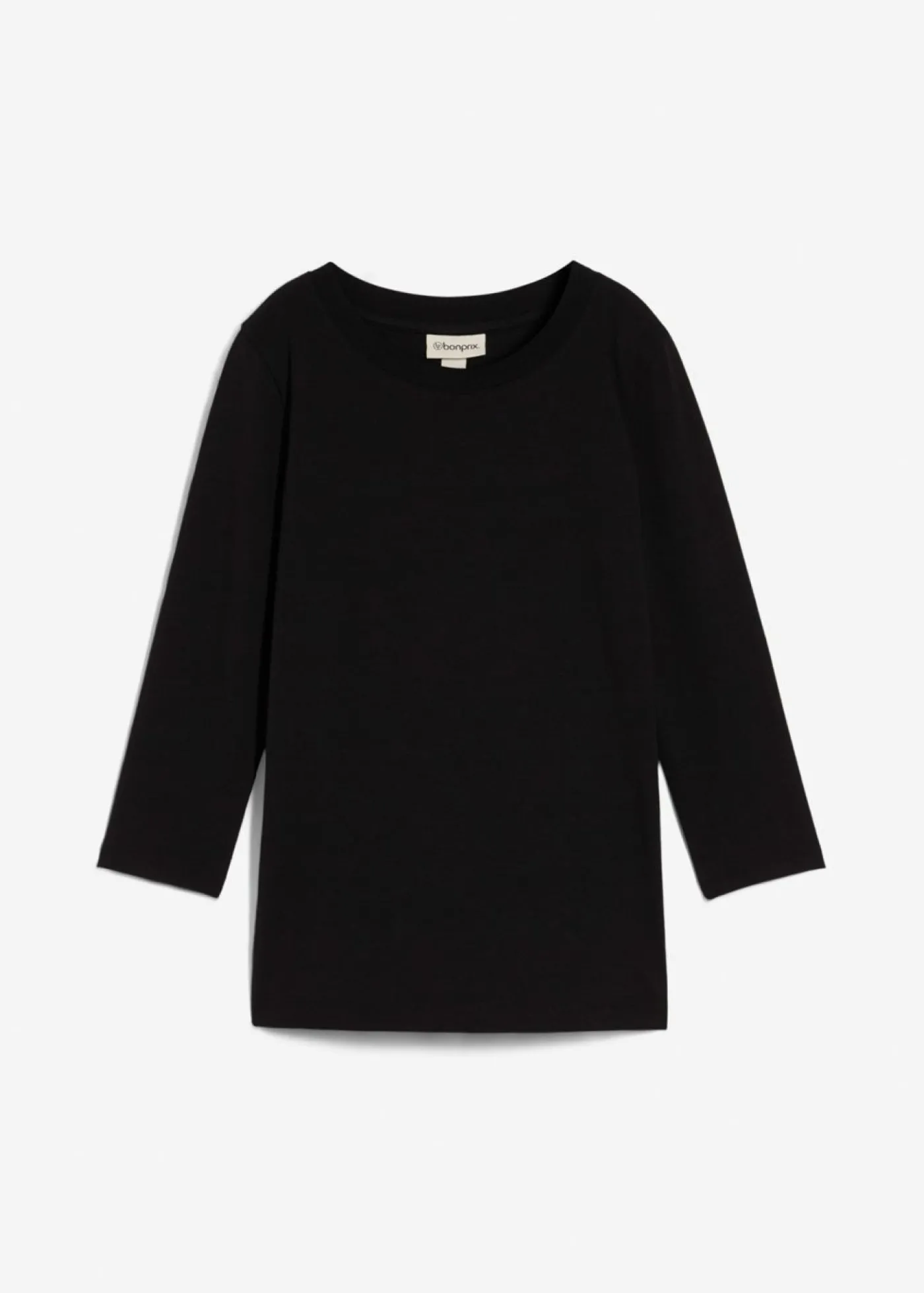 bonprix bonprix Camiseta con algodón orgánico puro con mangas 3/4 Negro