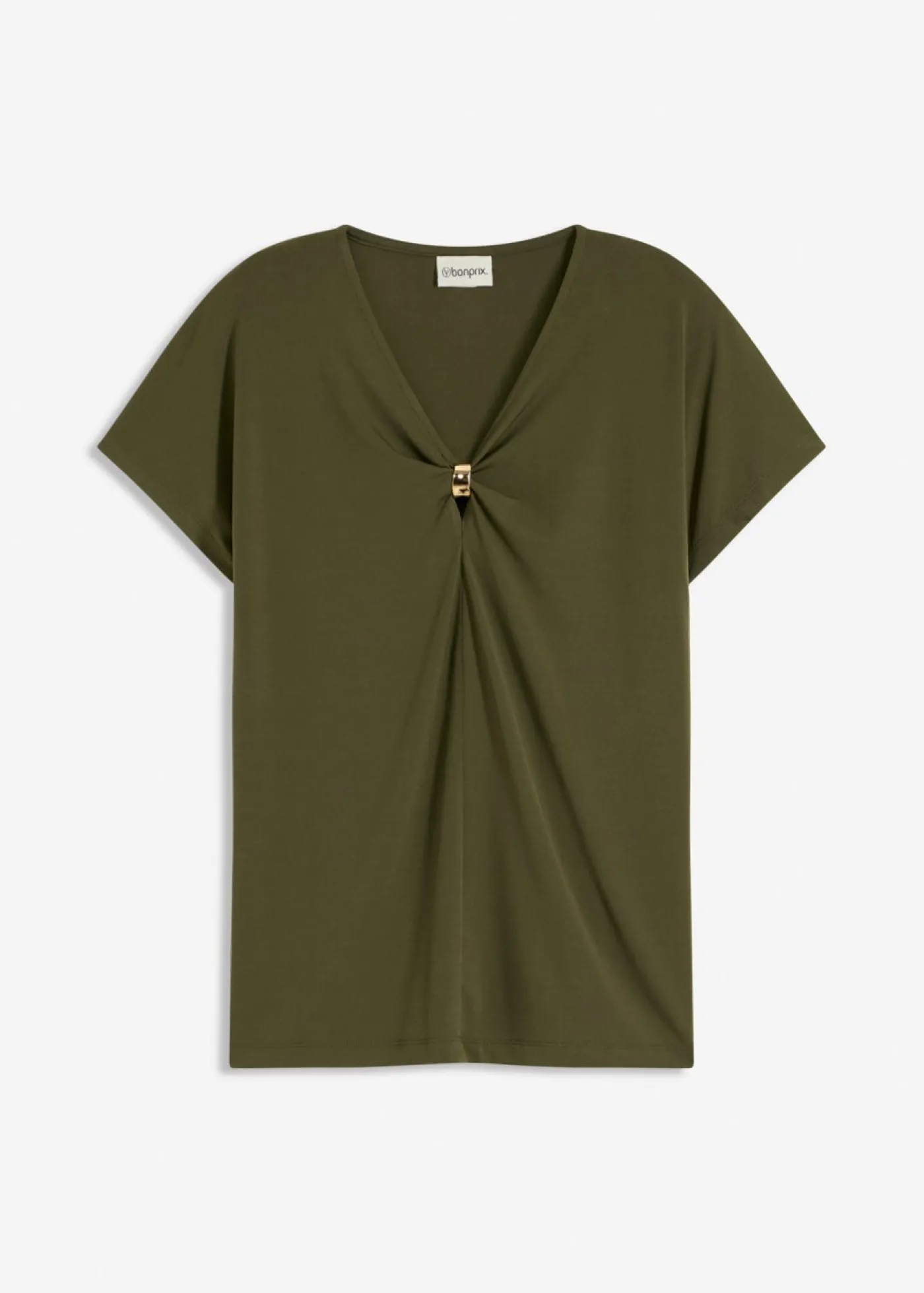 bonprix bonprix Camiseta con anillo decorativo Verde oliva oscuro Discount