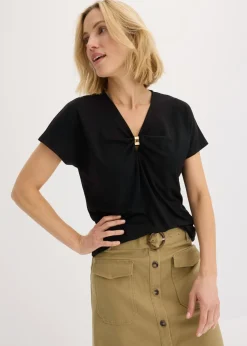 bonprix bonprix Camiseta con anillo decorativo Negro Best