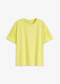 bonprix bonprix Camiseta con bordado calado Amarillo cítrico Best