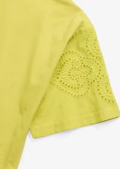 bonprix bonprix Camiseta con bordado calado Amarillo cítrico Best