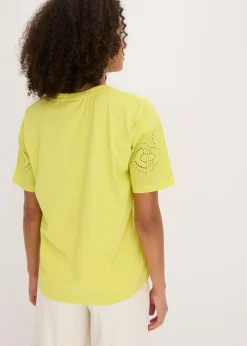 bonprix bonprix Camiseta con bordado calado Amarillo cítrico Best
