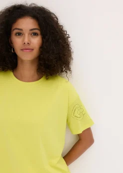 bonprix bonprix Camiseta con bordado calado Amarillo cítrico Best